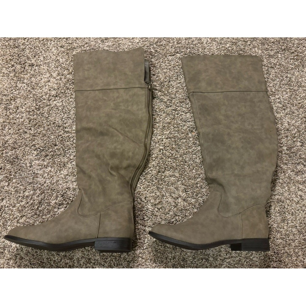 Just Fabulous Mona WC Knee High Riding Boots Light Brown Faux Suede Womens 10